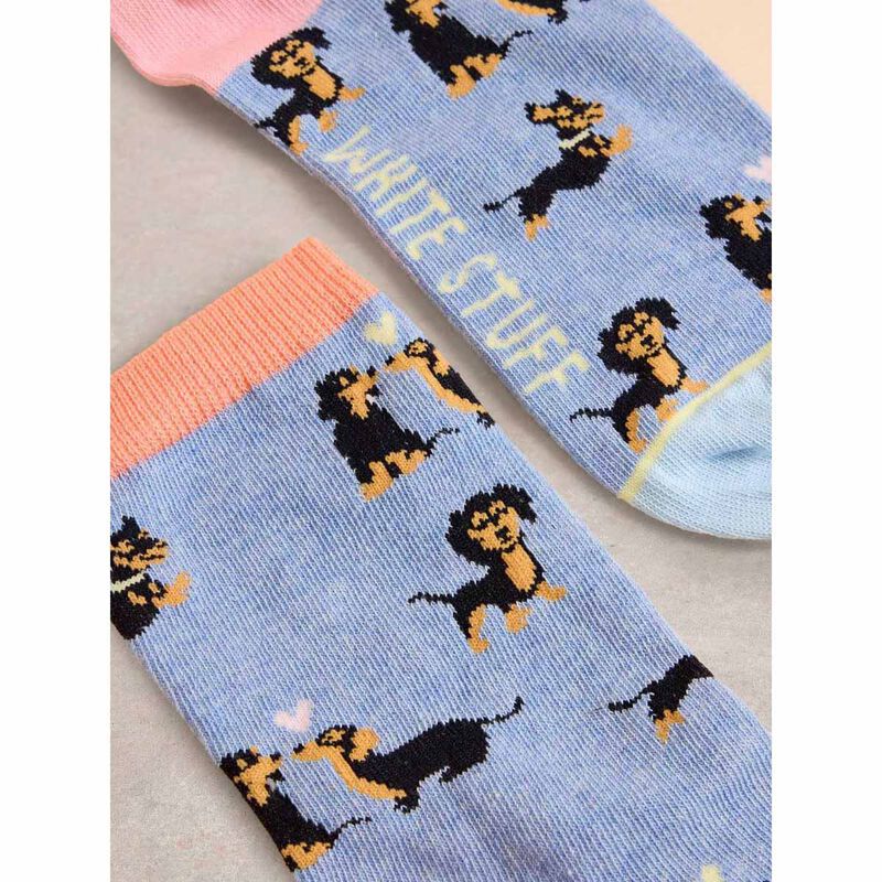 White Stuff Kissing Sausage Dog Ankle Sock image number 1